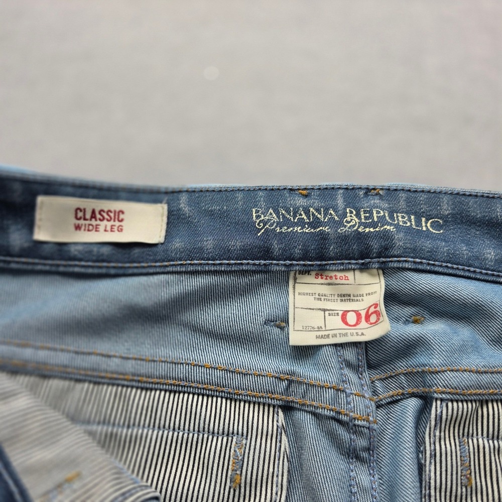 Banana Republic Premium Denim Classic Wide Leg Jeans Blue Stretch Size 6 USA - Picture 6 of 9